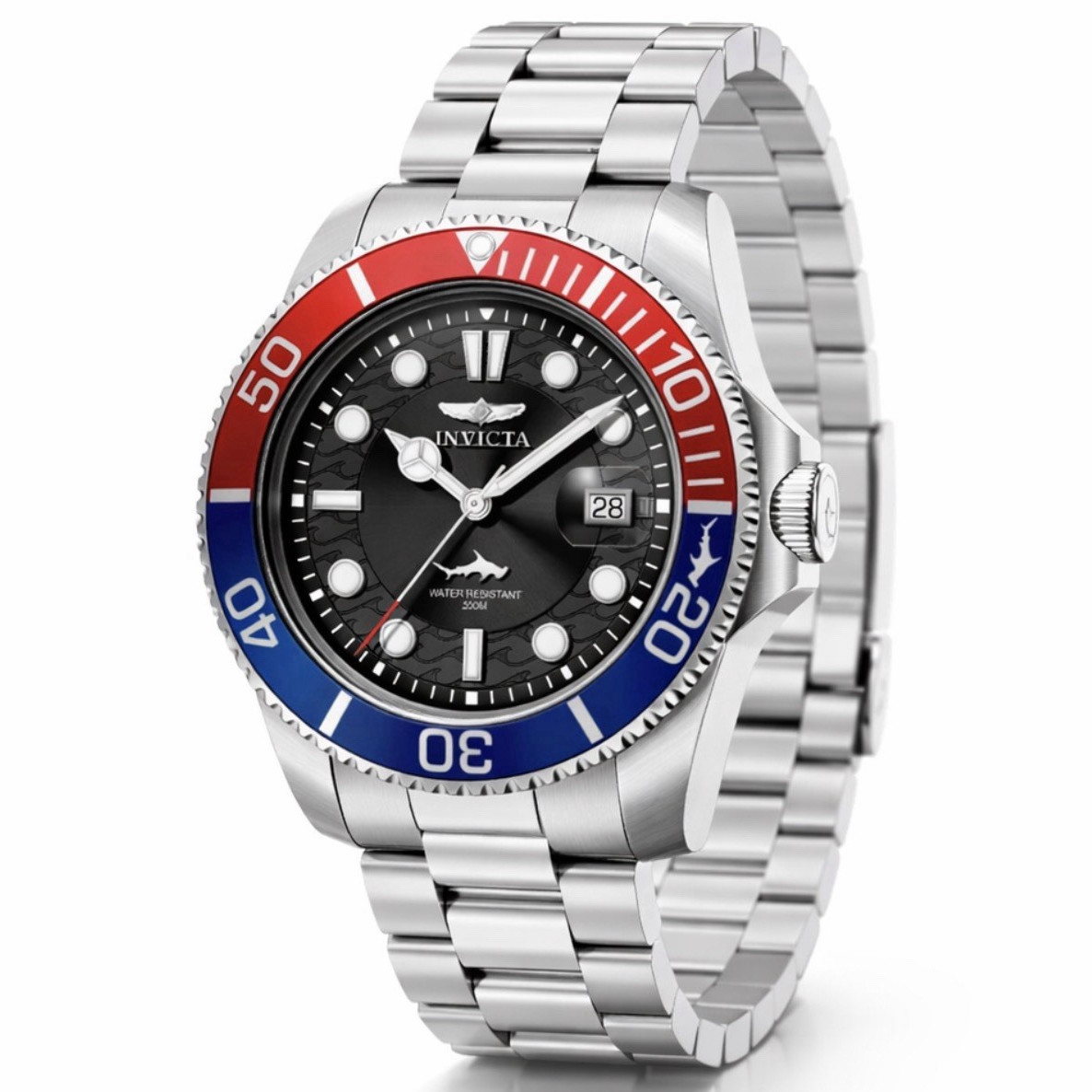 Invicta Pro Diver Men’s Quartz Watch – 42mm, Steel, Black Dial, Red/Blue