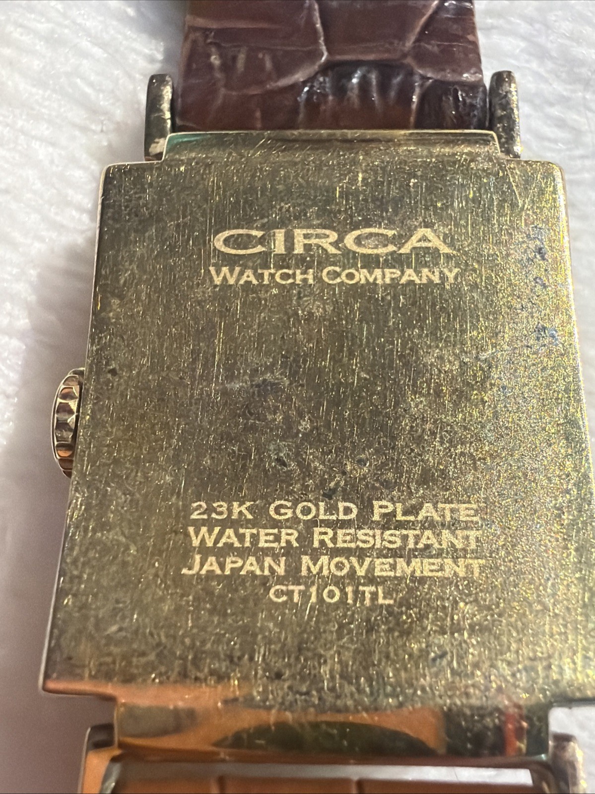 Circa Timepiece 23K Gold Plated CT101TL Women Watch Brown Leather READ DES —-(Y)