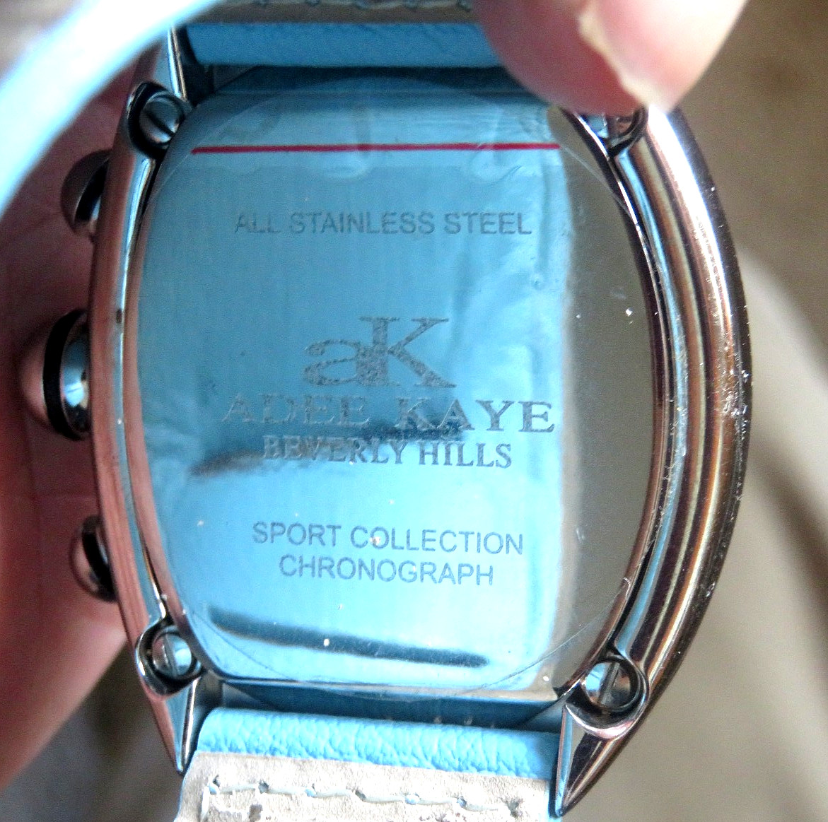 Adee Kaye Beverly Hills Blue Chronograph Watch, Quartz, Steel, Sports Collection