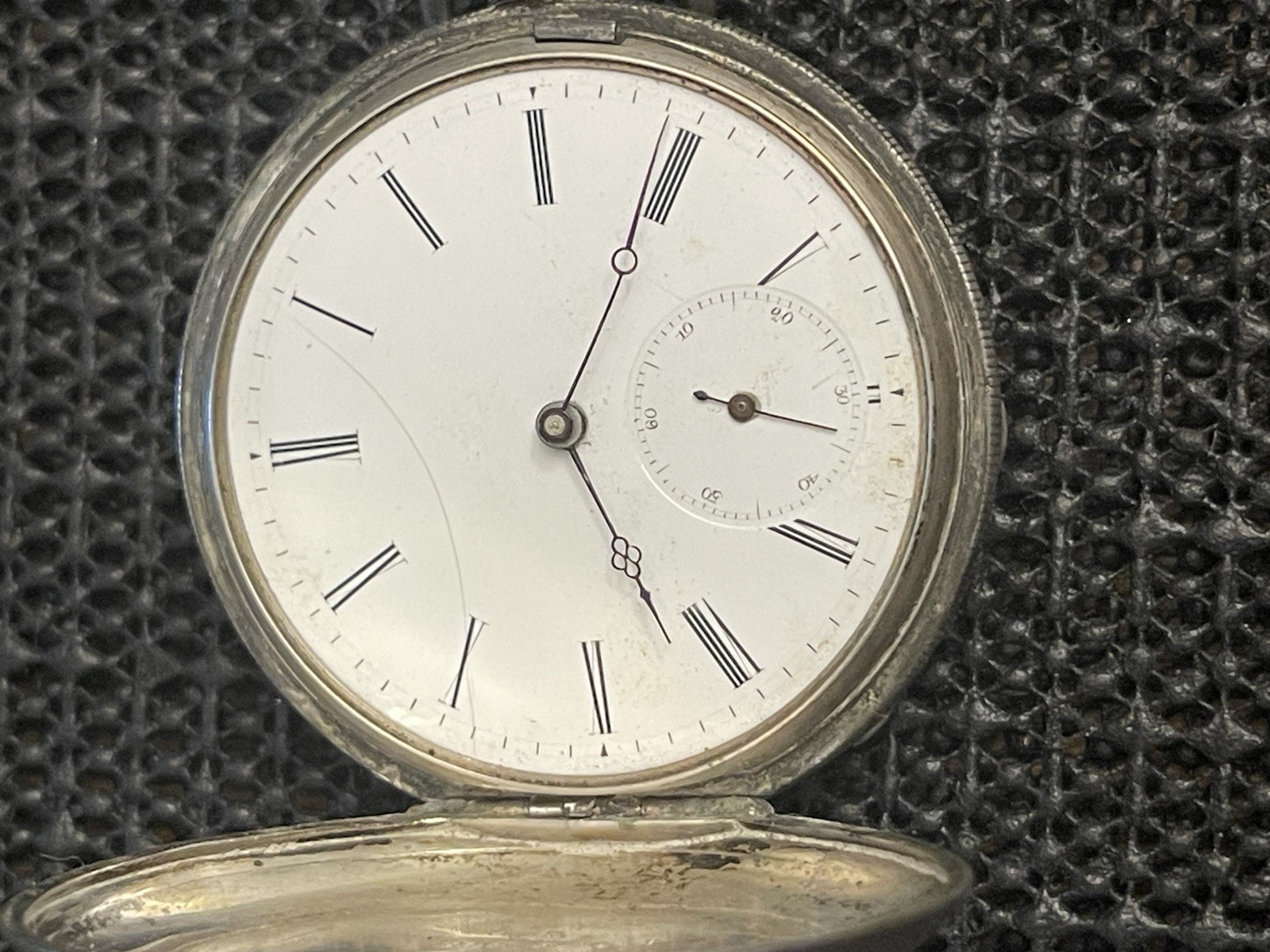 Antique L Tissot Locle Fine Silver Pocket Watch Key Wind Hunter 56g Parts/Repair