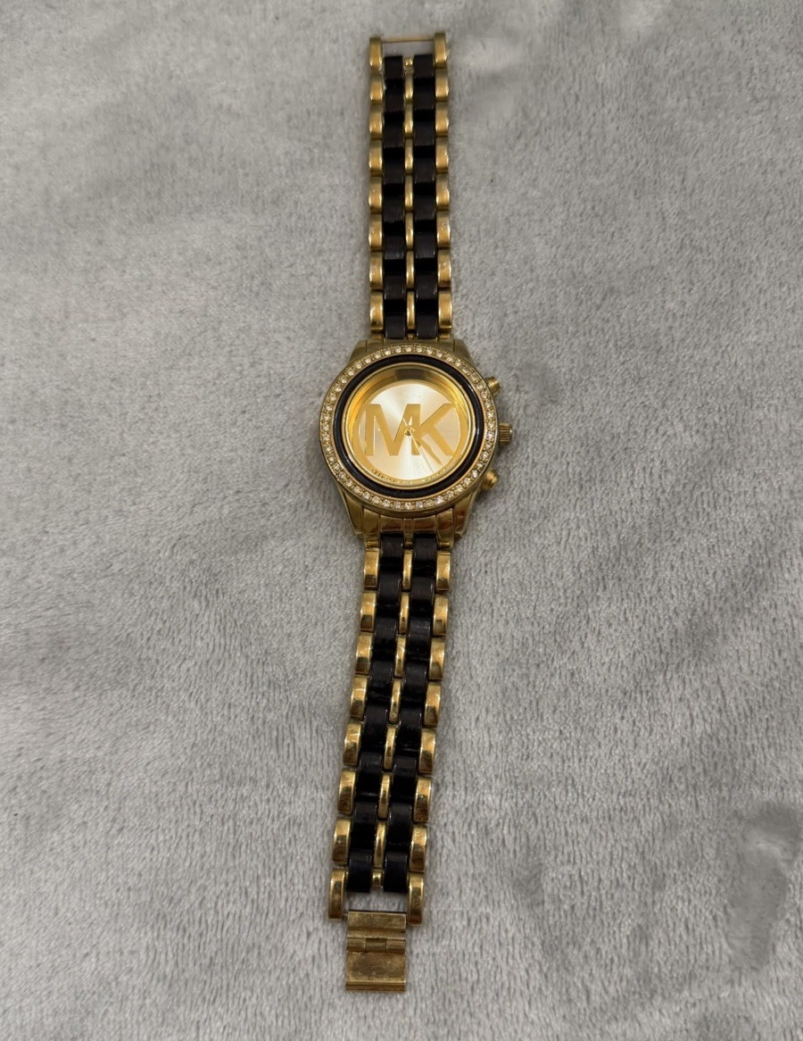 Michael Kors MK-8067 Runway Logo Watch – Gold And Black Stainless Steel