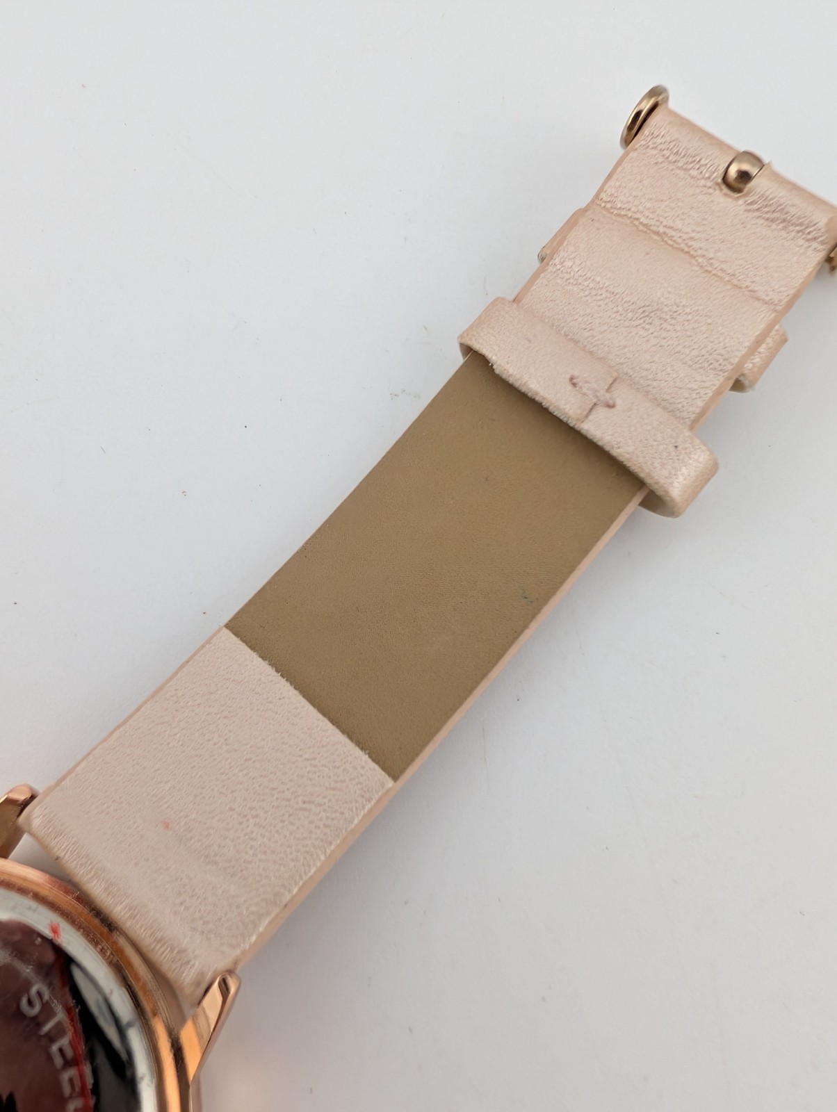 Francesca’s Watch Women 36mm Rose Gold Case Pink Faux Leather Band- New Battery