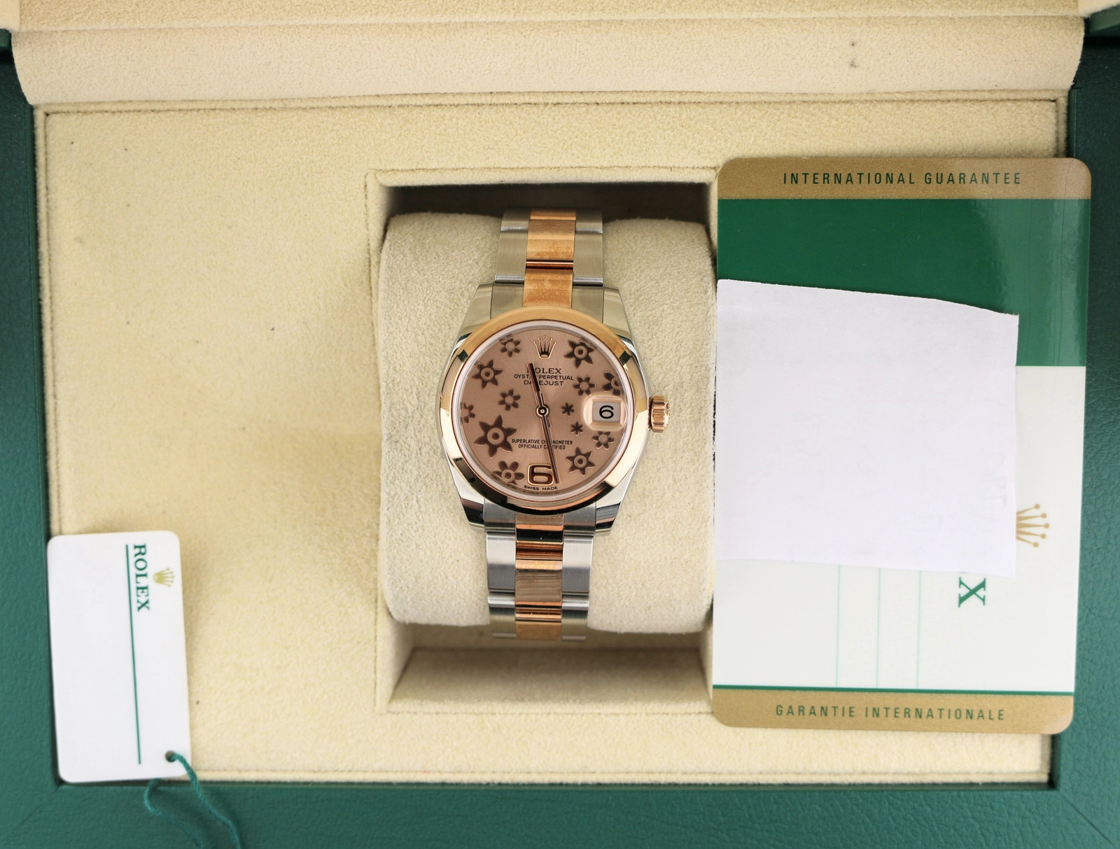 2018 Rolex Datejust 178241 Pink Floral Dial TT Rose Oyster With Papers 31mm