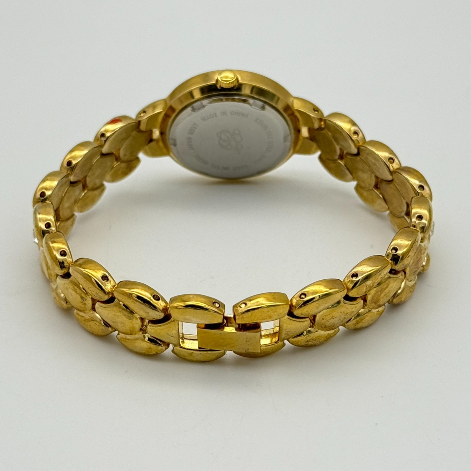Women’s ELIZABETH TAYLOR White Diamonds Gold Tone Bracelet Watch, 27mm, Runs