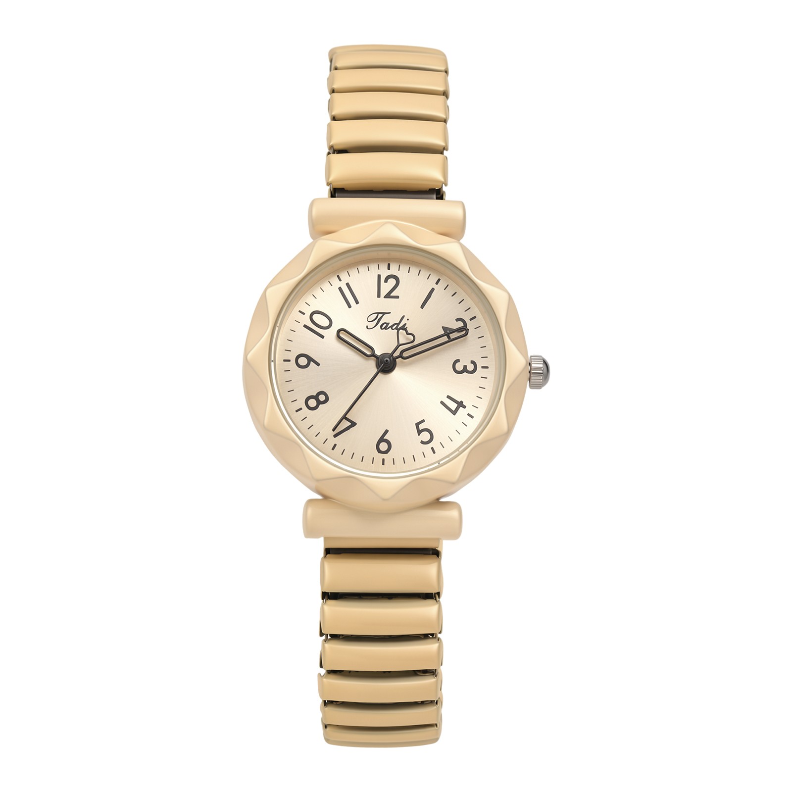 Unisex Youth Easy-Read Sunburst Stretch Elastic Stainless Steel Band Wrist Watch