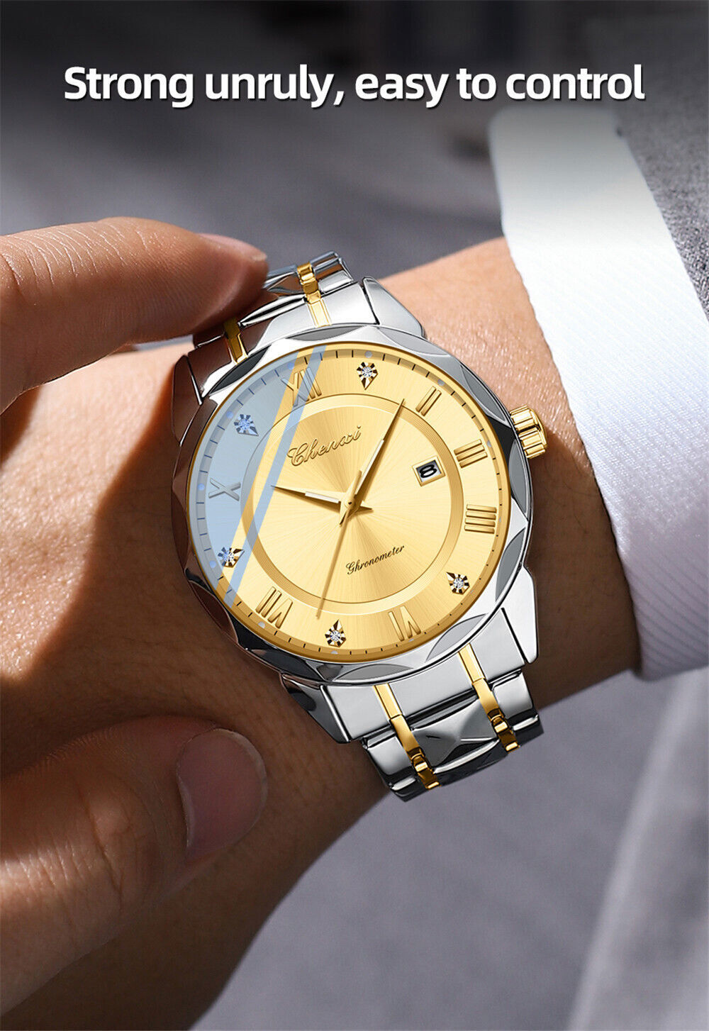 CHENXI Men Watches Silver Steel Wristwatch for Business Male Quartz Watches Gift