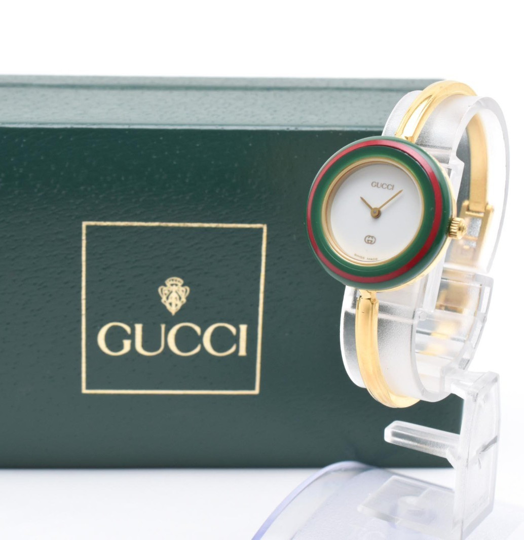 【Exc+5】Gucci Change Bezel 11/12 Gold 12 Color Bezels Vintage Ladies Watch Japan
