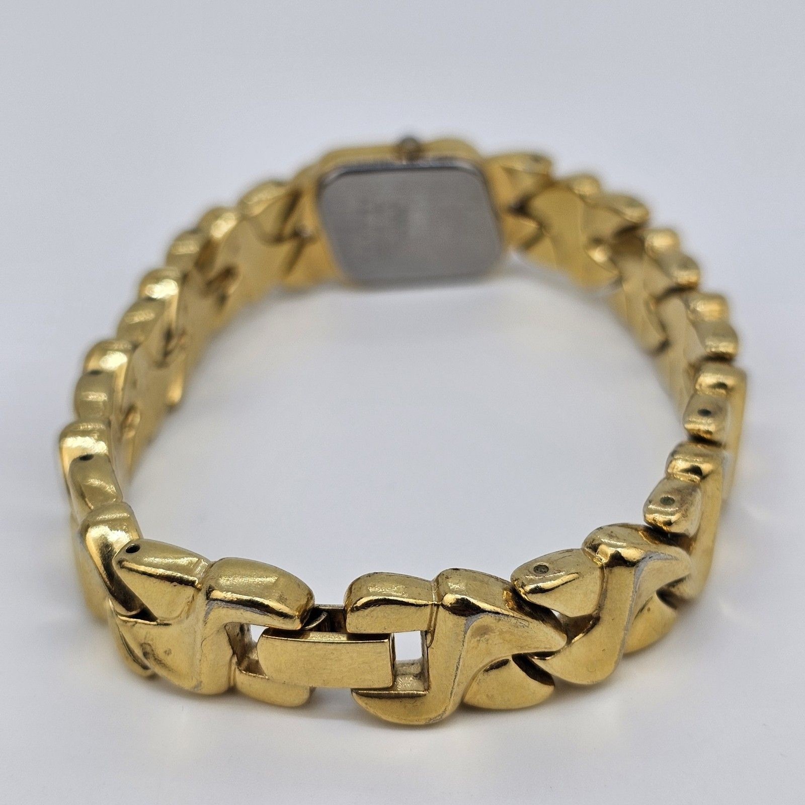Seiko Women’s Watch 16MM Asymmetrical Gold Dial Bracelet Band 7″ New Battery