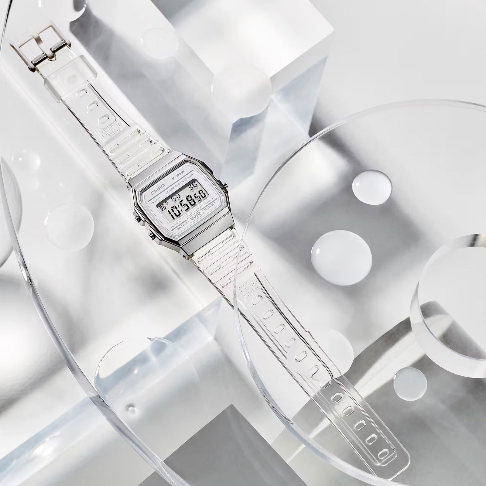 CASIO Unisex Vintage Clear Digital Watch (F91WS-7)