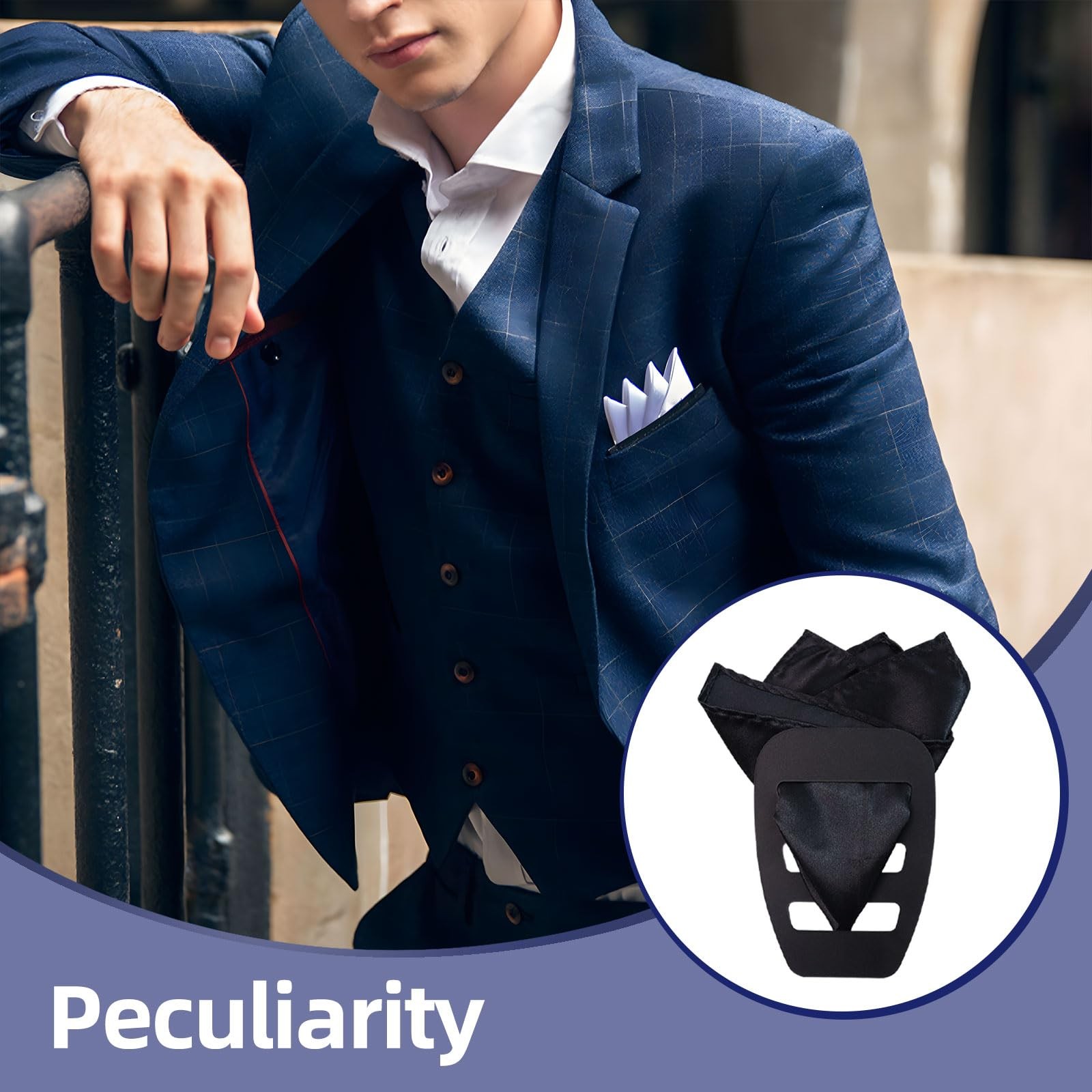 SMLBJUTE 1Pack Holder Pocket Squares for Men currency, 1 + 1 Hankies