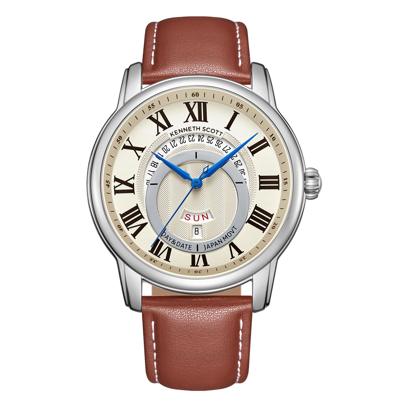 Kenneth Scott Men’s Analog Watch | Beige Dial, 44mm, 30 m (3 ATM)