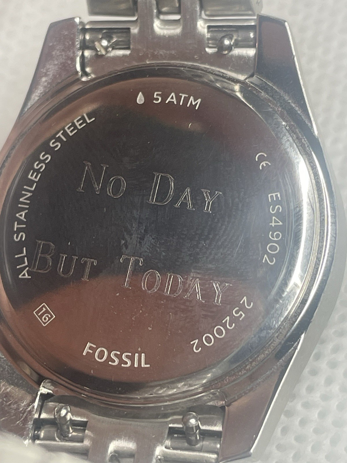 Fossil Scarlette Royal Oyster Stainless Steel Watch Blue Silver Gemstones ES4902