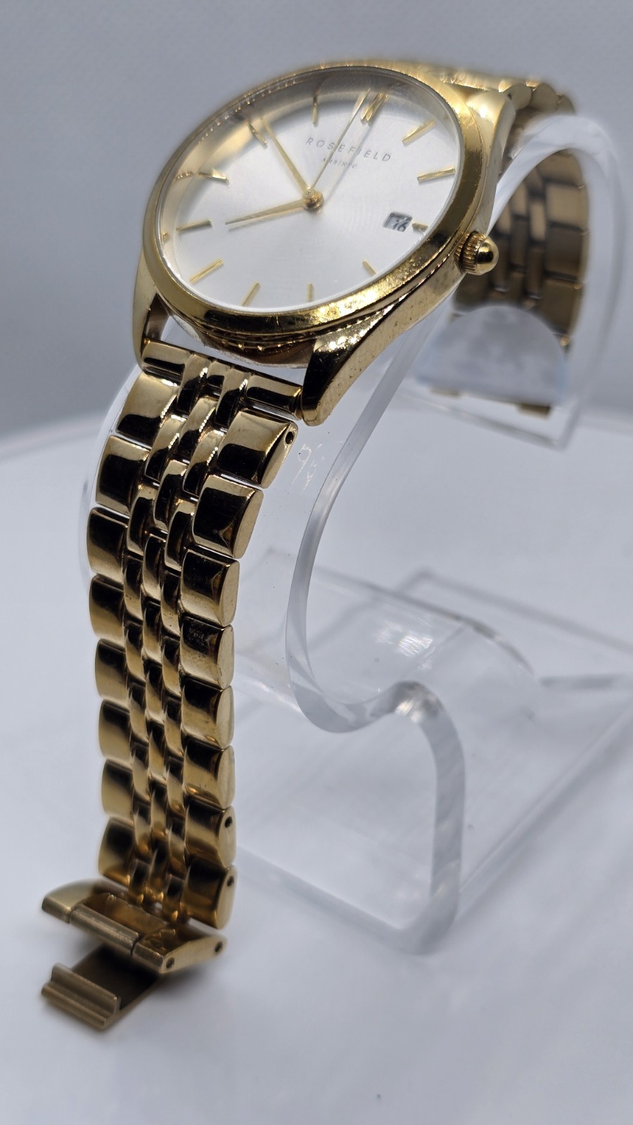 Rosefield “Ace” ACSGD-A01 33 mm Women’s Watch – Silver Sunray Dial, Gold