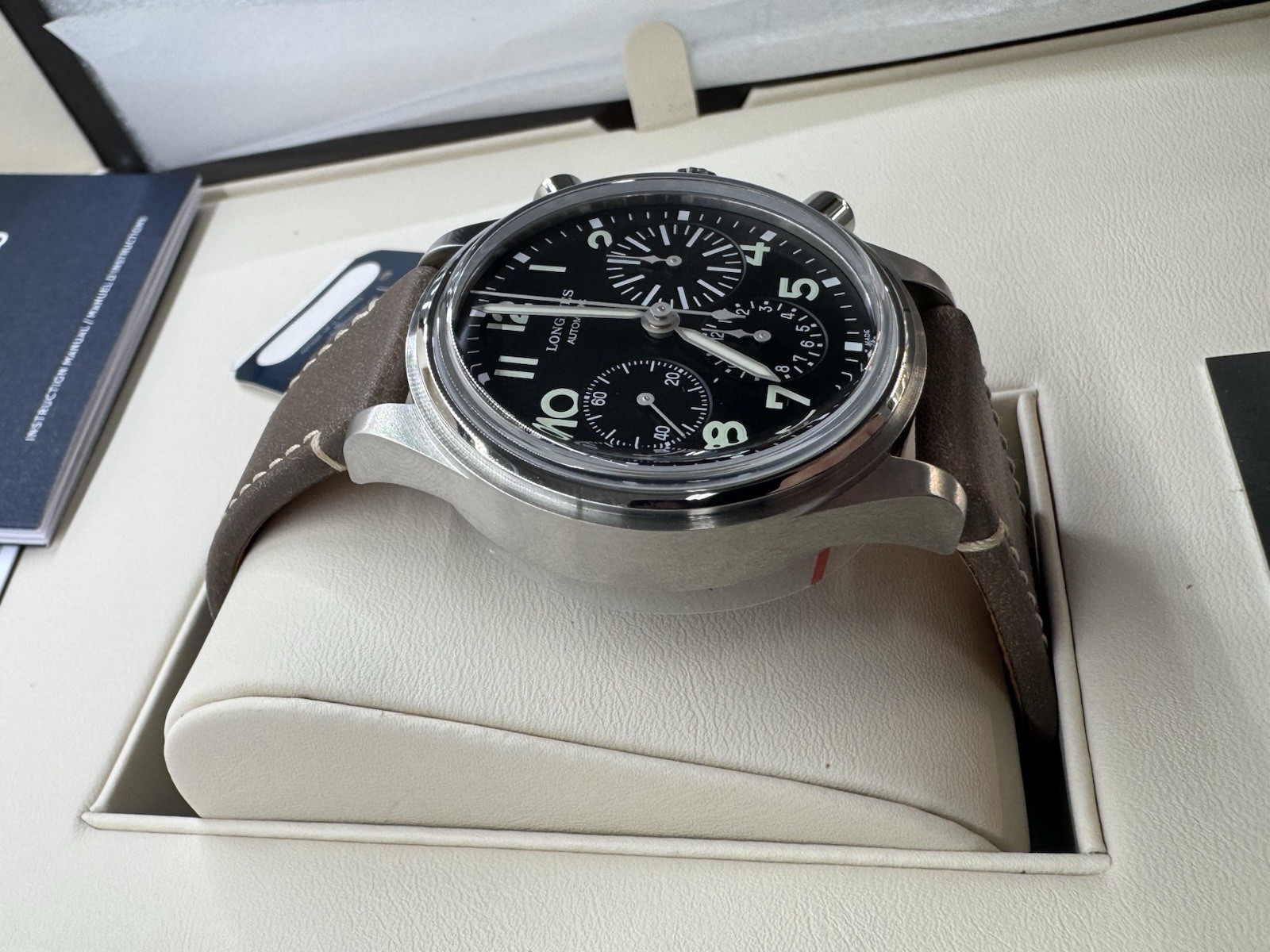41mm Longines Avigation Bigeye Chronograph Automatic Watch L2.816.4.53.2 NIB
