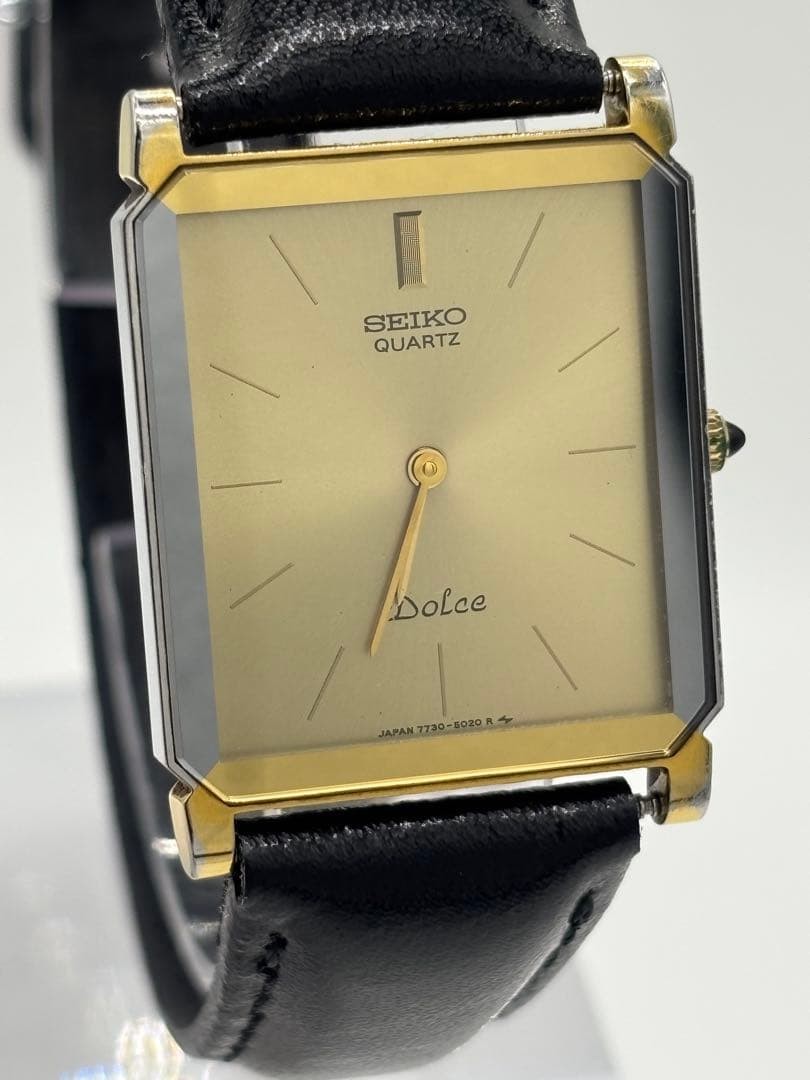 Seiko Dolce Quartz 7730/5020 Mens Watch Gold Dial Timepiece Vintage