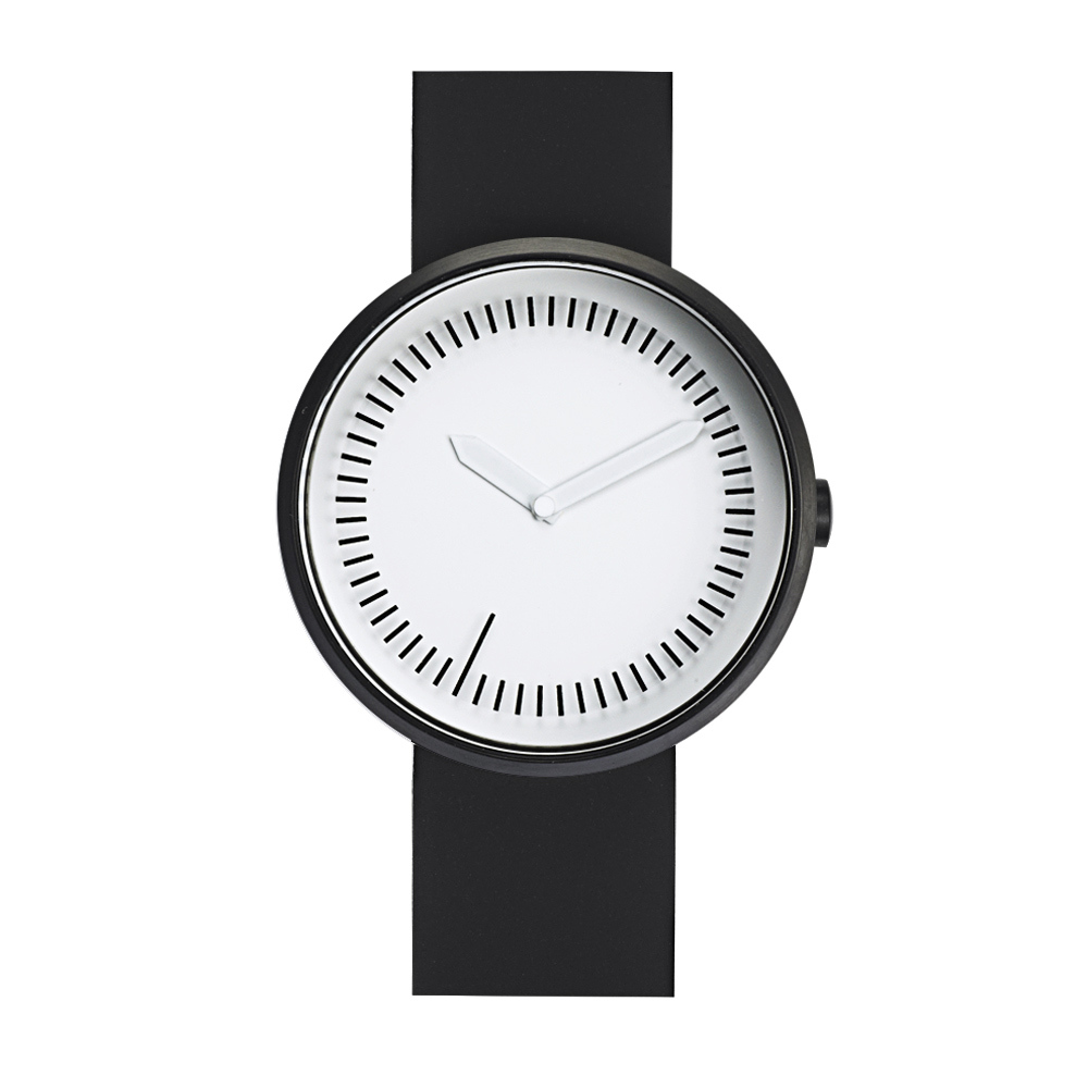 Projects Watches “Meantime” Acier Inox Quartz Blanc Silicone Noir Montre Unisex