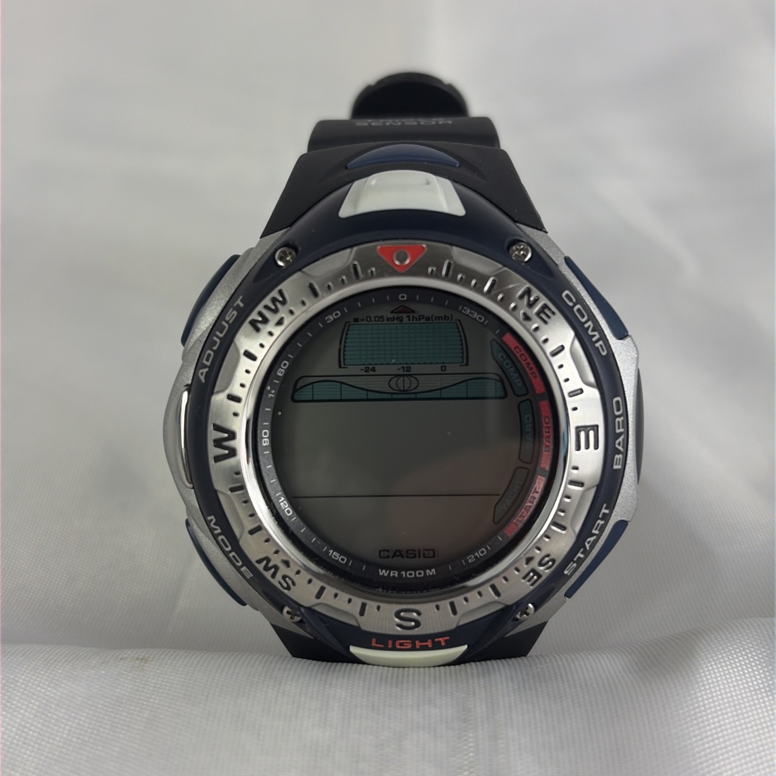 Vintage Casio Sea Pathfinder Spf-40 Watch Triple Sensor 2273 Needs Battery