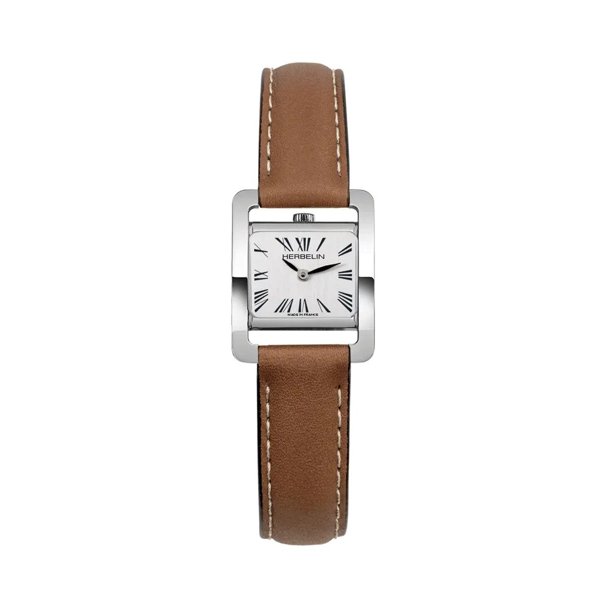 Herbelin V Avenue 17037AP01GD Women’s Brown Leather White Dial Watch 23*28mm