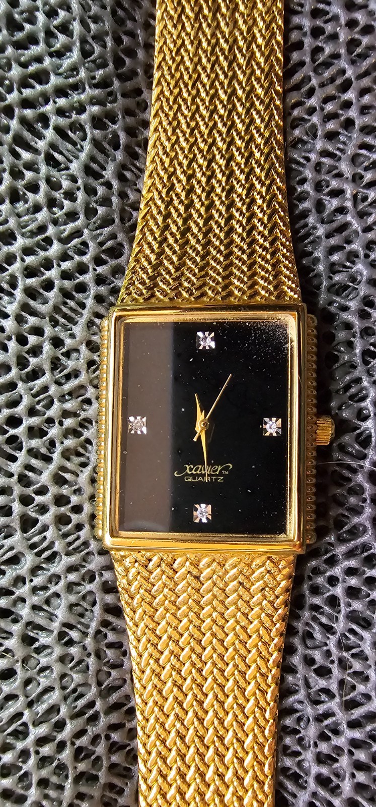 Vintage Xavier Quartz Men’s Watch Masterpiece Diamond 80’s Gold Plate