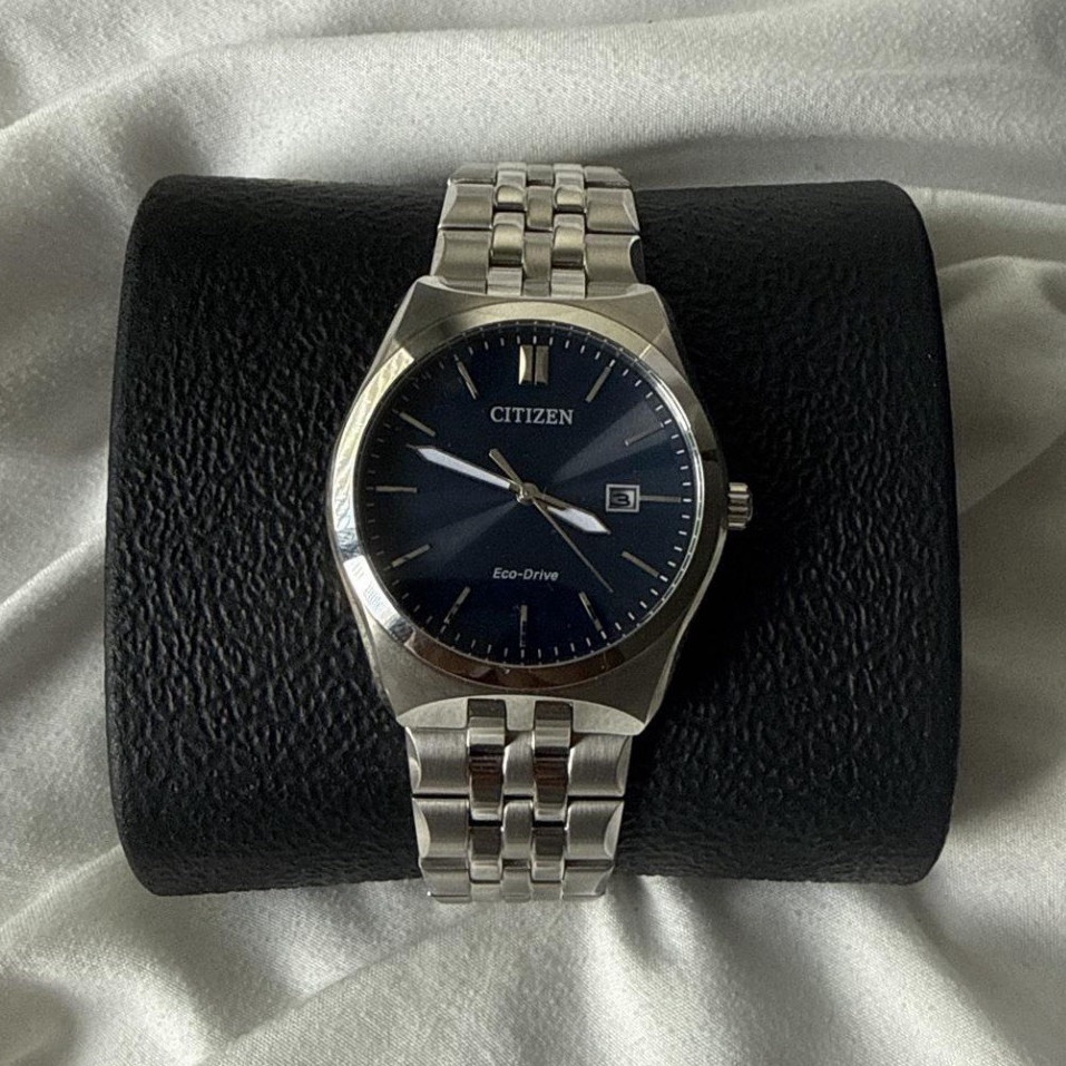 Citizen Eco-Drive Men’s Blue Dial Silver Bracelet Quartz Analog Date Watch