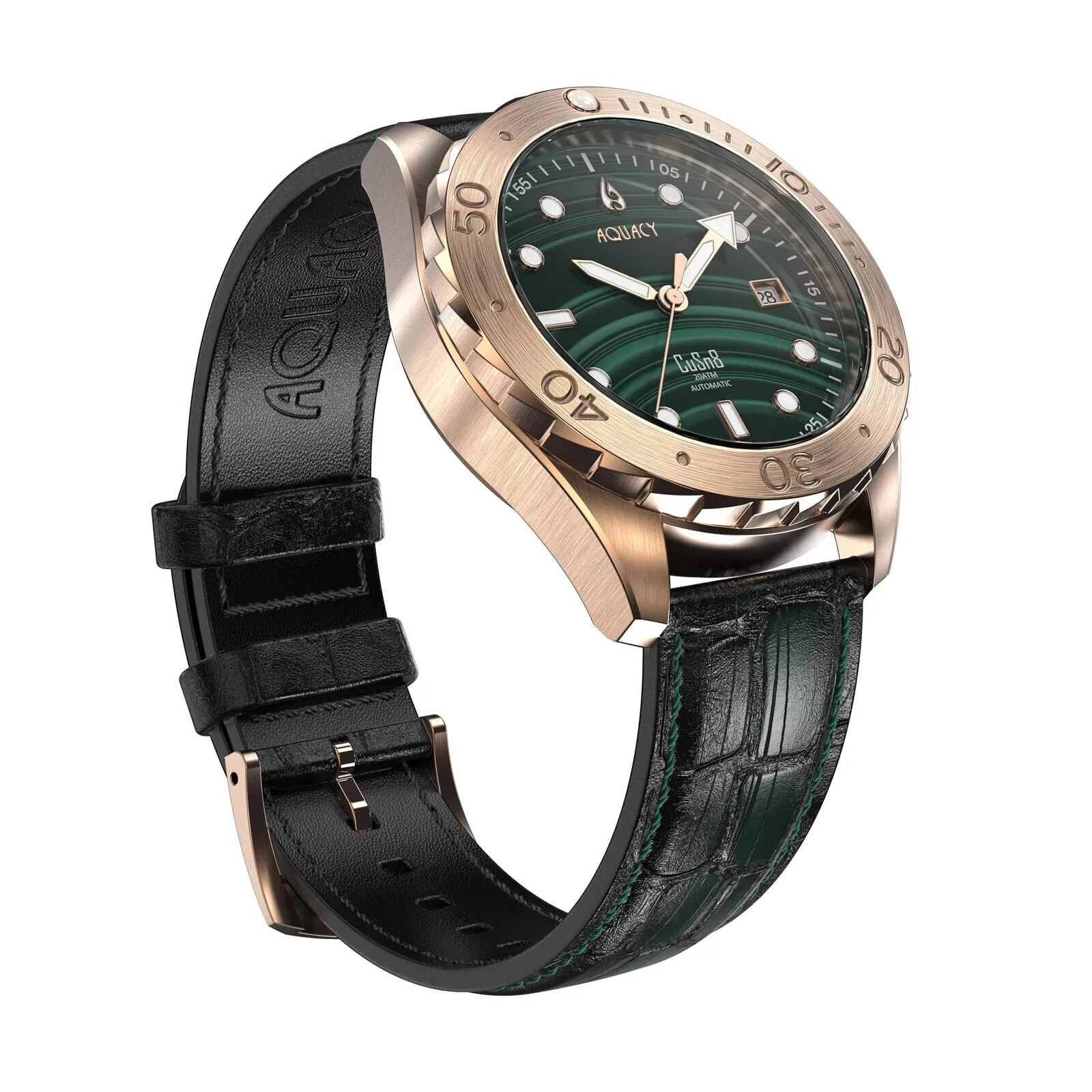 Aquacy Bronze Men’s Malachite Dial Watch Automatic 200M Miyota Movement