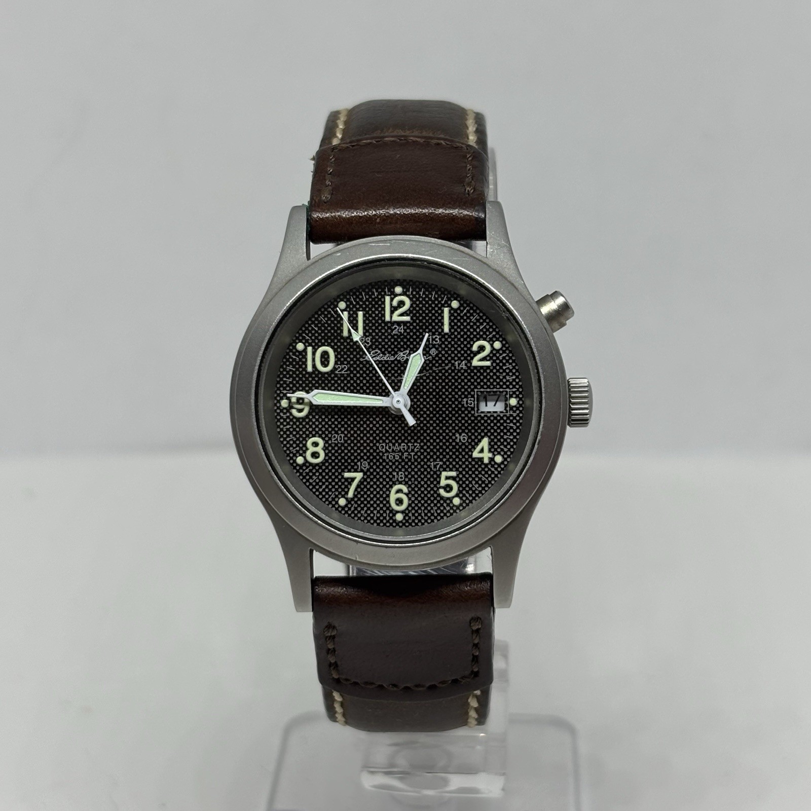 Eddie Bauer Light Up Field Watch Date Quartz Analog New Battery 36mm Military