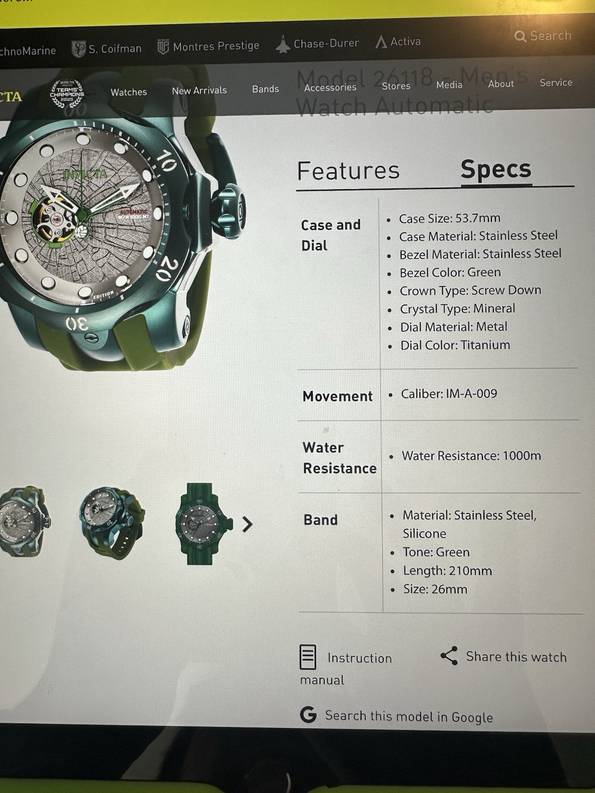 RARE Invicta Men’s Marvel HULK 53mm Model 26118 Automatic