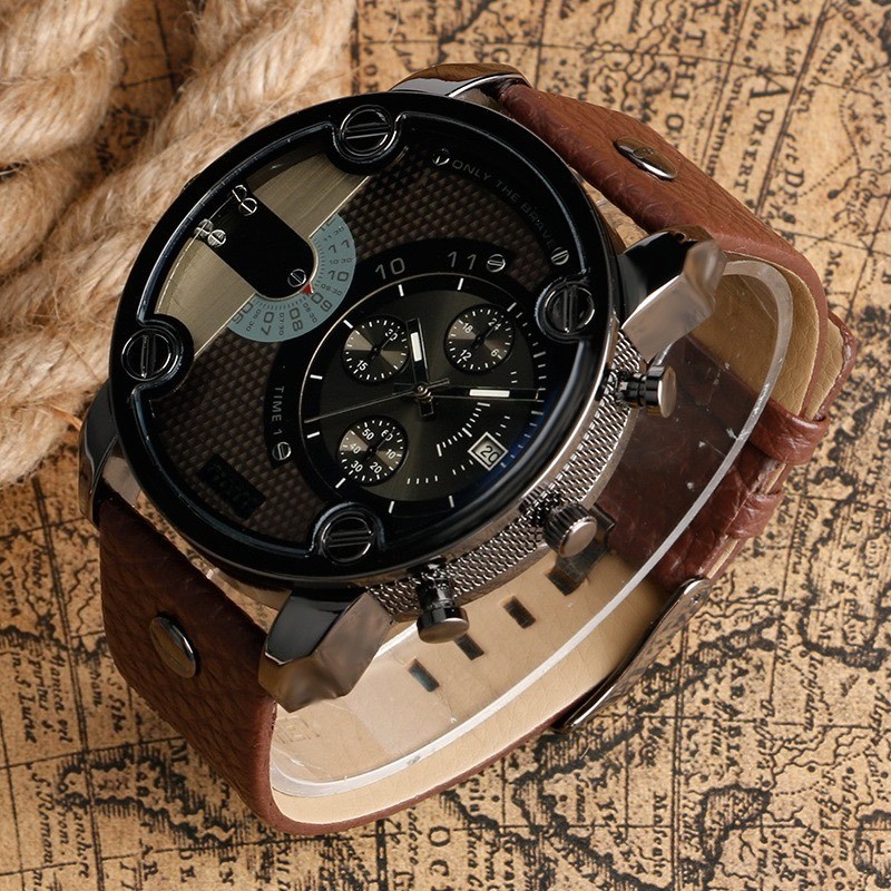 Mens Analog Quartz Watch, Big Dial, Casual Sport Wristwatch
