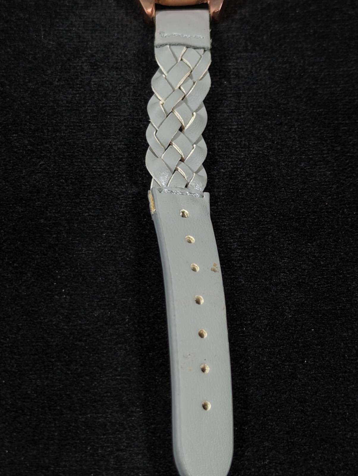 Francesca’s Rose Gold Tone Round Case Gray Braided Band Watch
