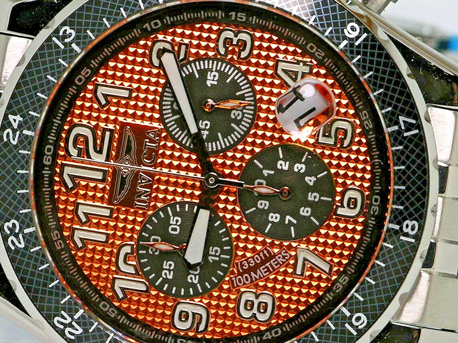 NEW INVICTA 4058 EXTREME SWISS CHRONOGRAPH WATCH ORANGE DIAL STEEL SAPPHIRE