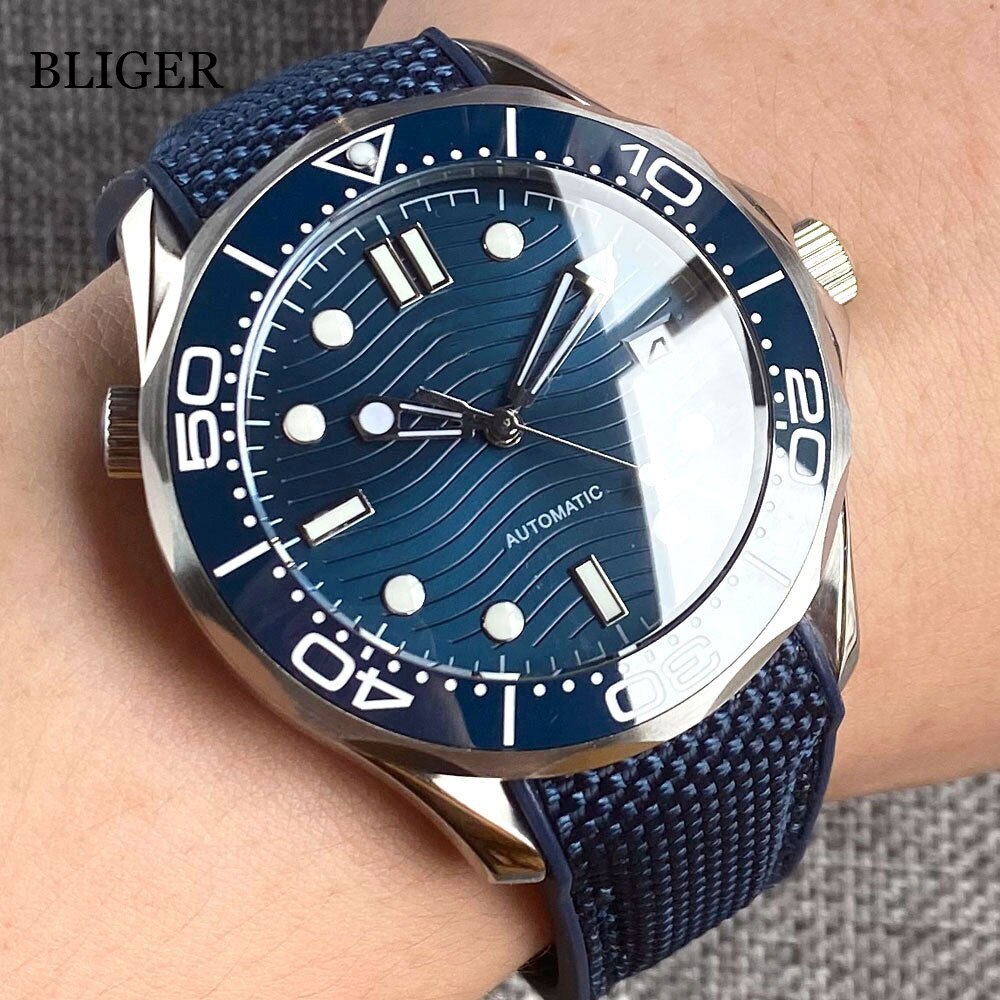 Luxury BLIGER 41mm Mechancial Men Watch Sapphire NH35 PT5000 Movement Blue Green
