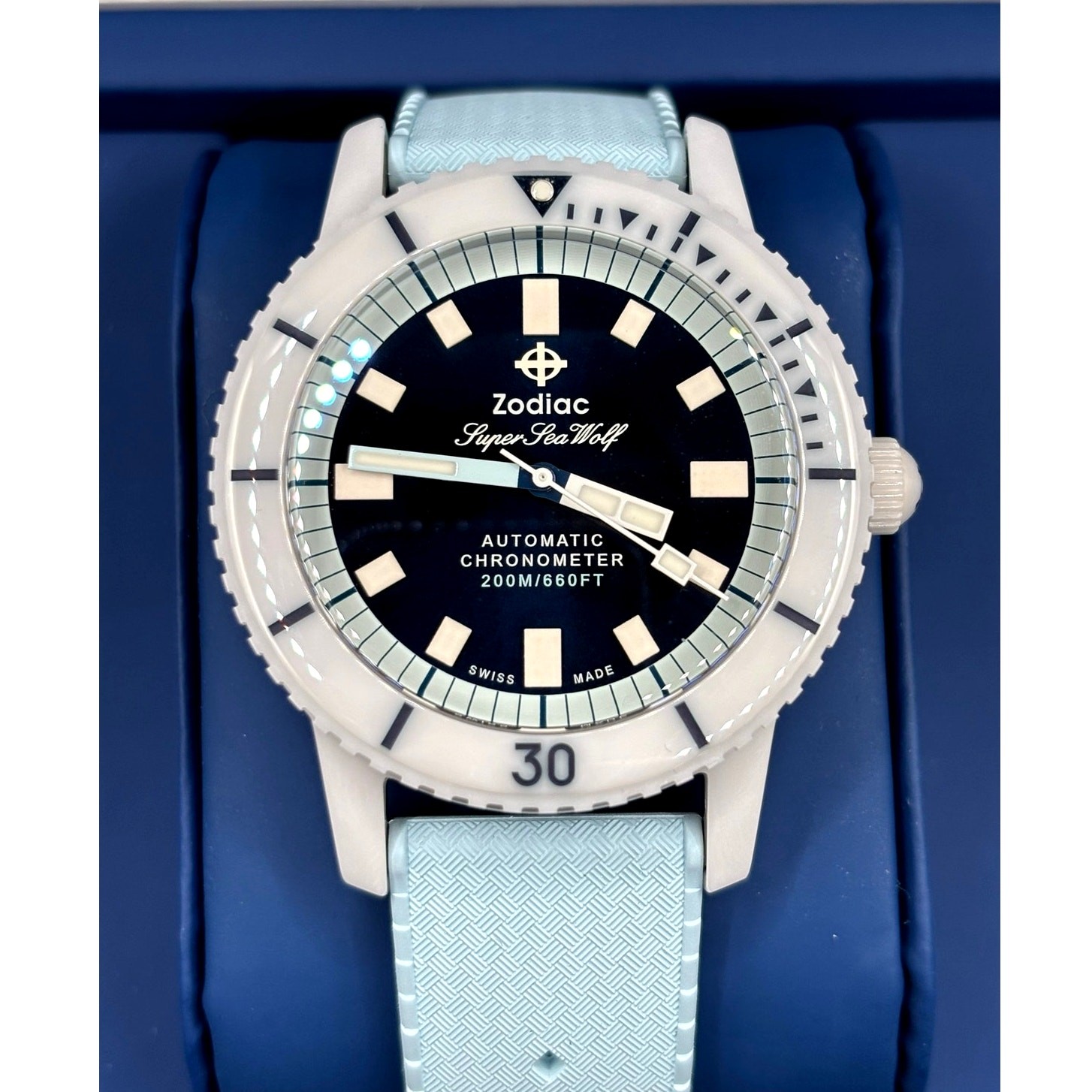 Zodiac Super Sea Wolf ZO9590 Automatic Compression Diver COSC Men”s Watch NIBWT