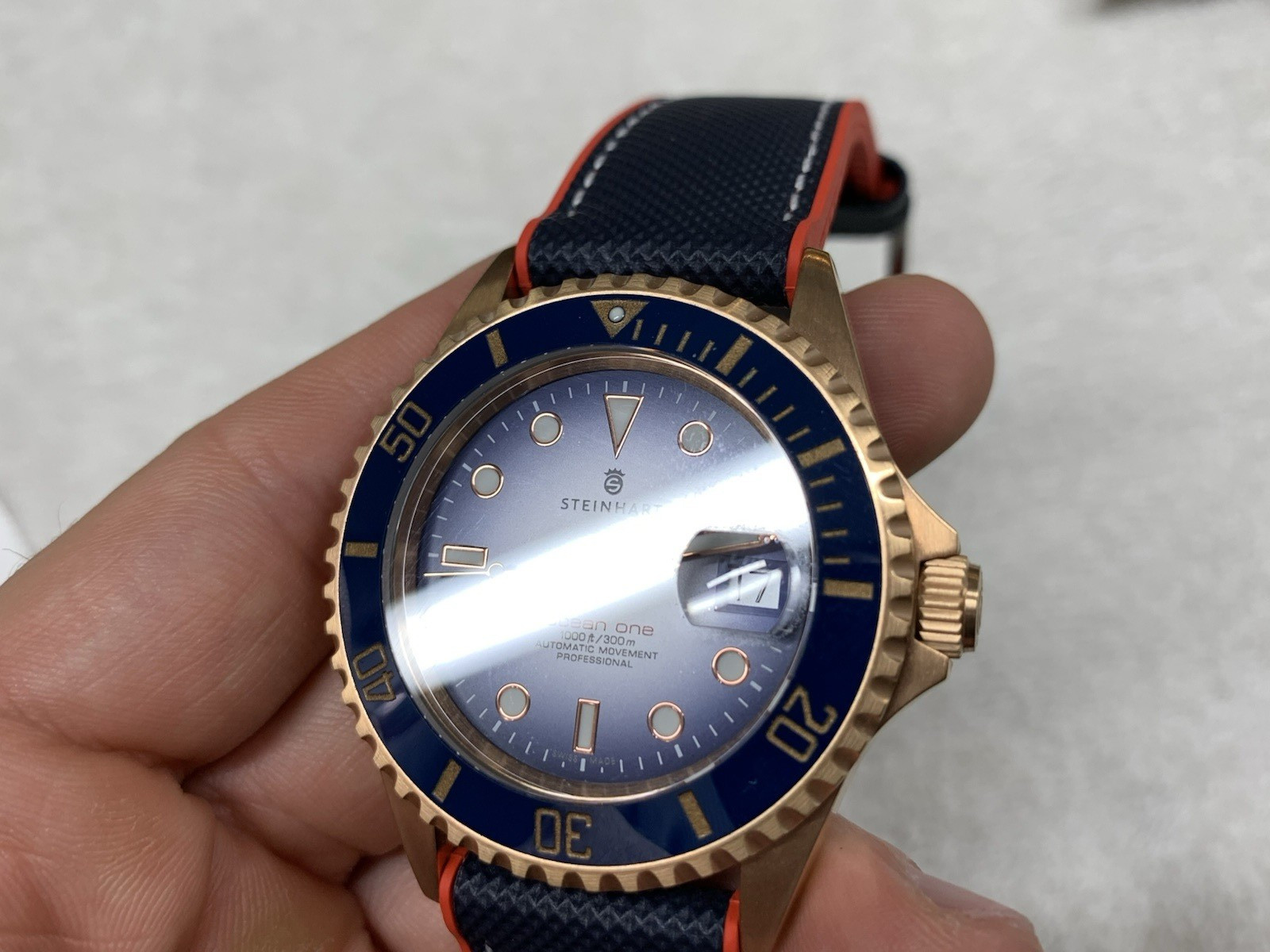 Steinhart Ocean One Stainless Steel Rose Gold Blue 42mm Automatic Watch