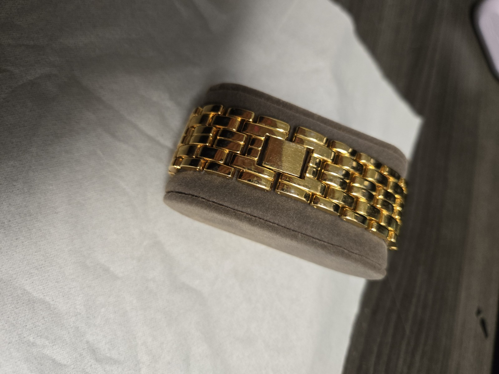 Gruen Diamond Quartz Women’s Rectangular Watch Black Dial Gold Tone Bracelet