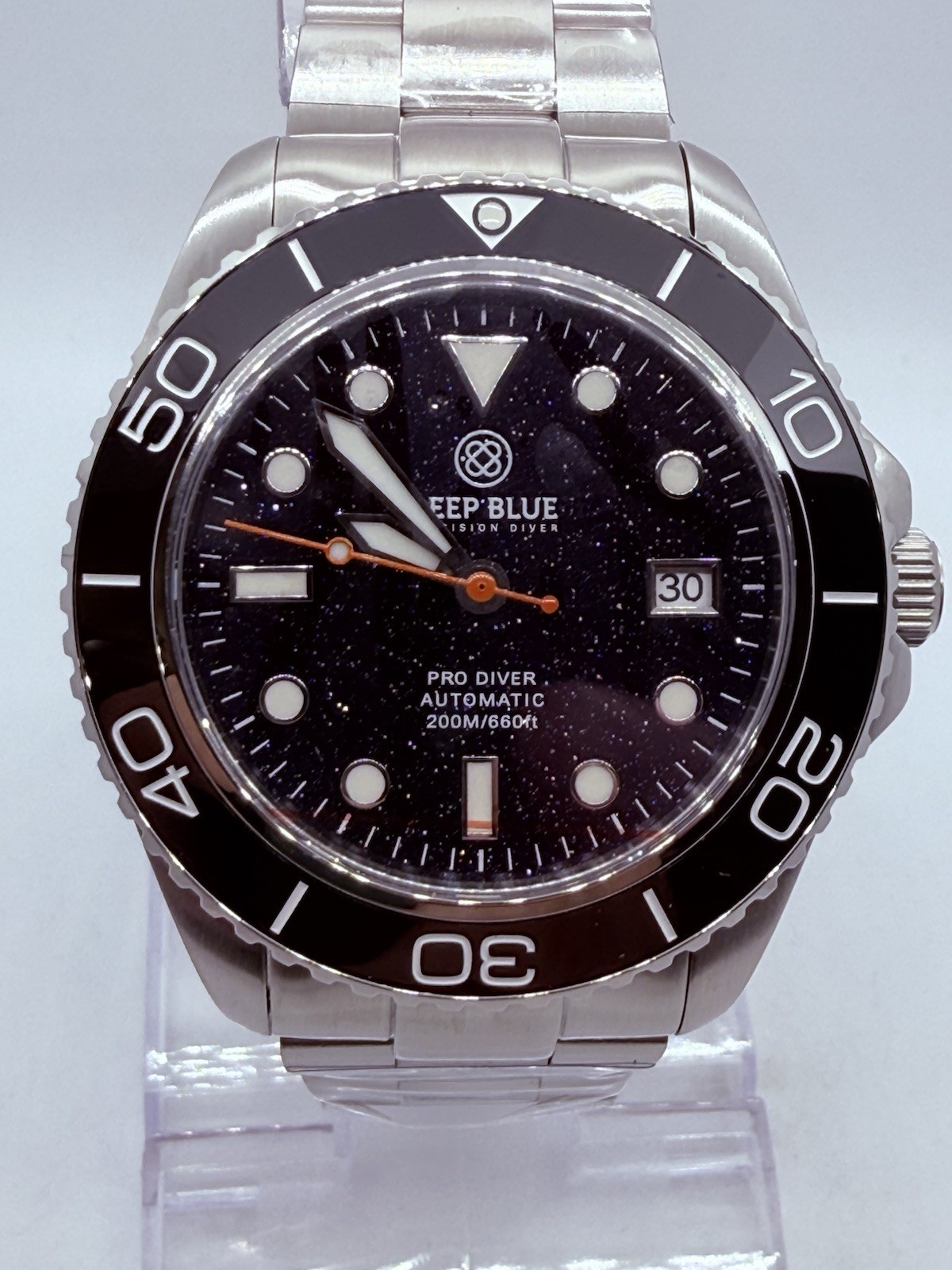 Deep Blue PRO DIVER 200 42.5MM AUTO DIVE WATCH- BLUE SANDSTONE DIAL -NEW‼️