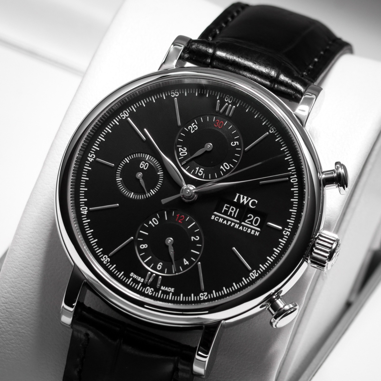 IWC Schaffhausen Portofino [Complete] 42mm Steel Case Black Dial Alligator Strap