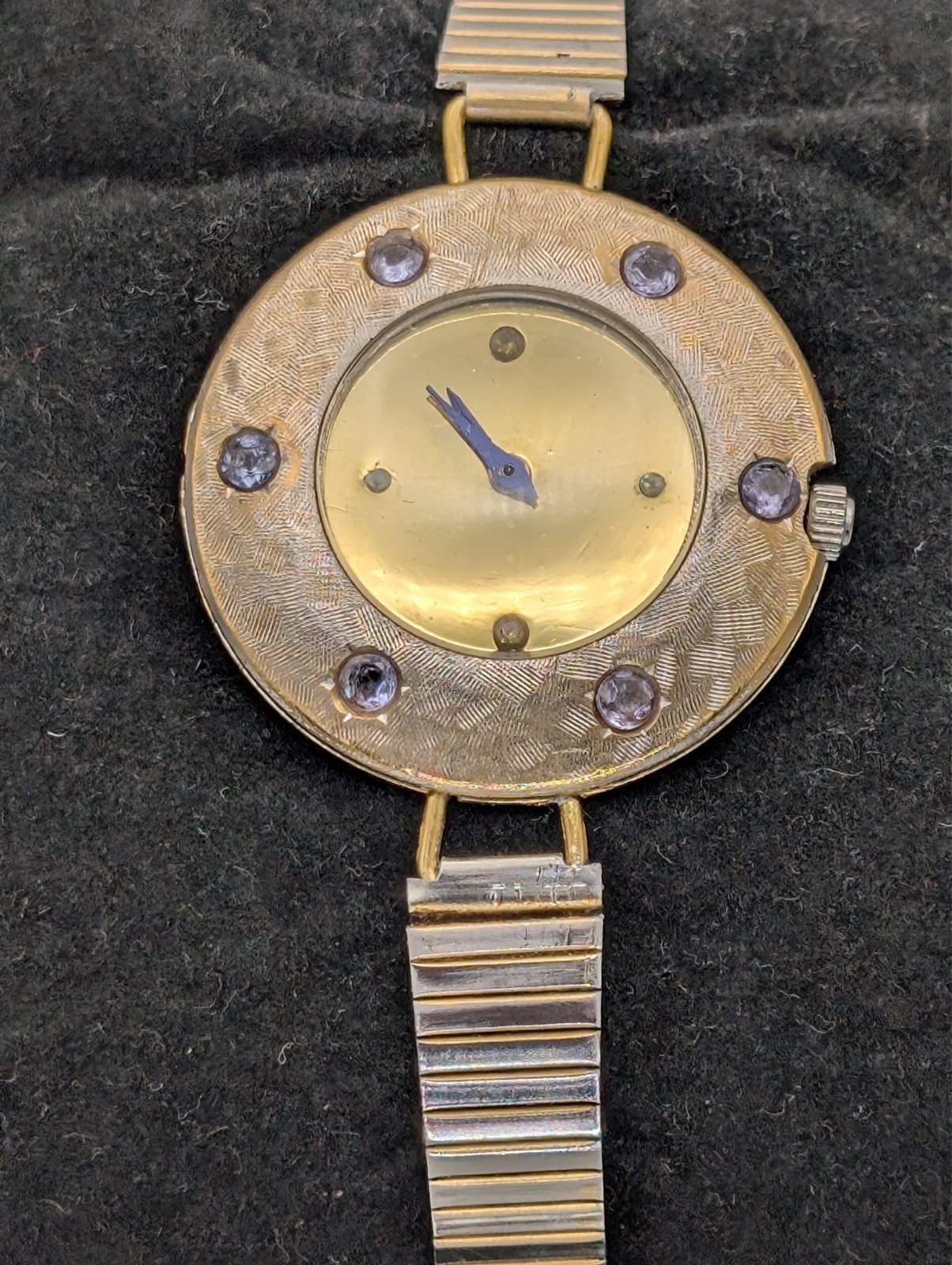 ⌚⌚Custom Gem Set Vintage Watch Tanzanite & Sapphire Artisan Rebuilt Quartz⌚⌚