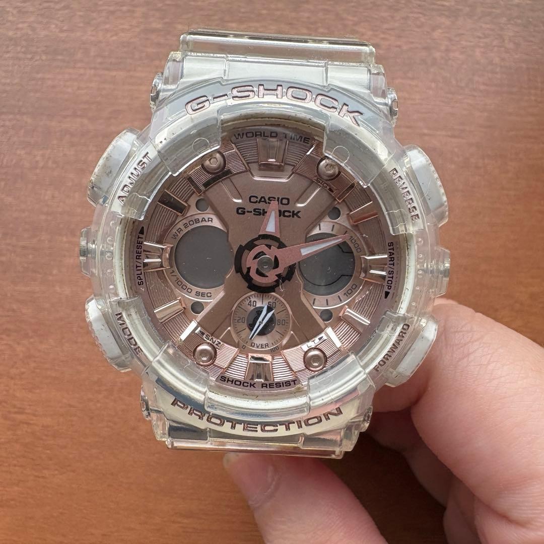 CASIO G-SHOCK GMA-S120SR-7A RoseGold Clear Digital Watch Used Japan
