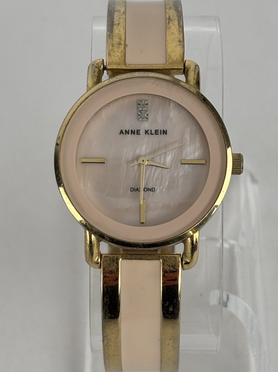 Anne Klein AK/2812 32mm Gold/Pink Tone Quartz Watch w/Bracelet & New Battery