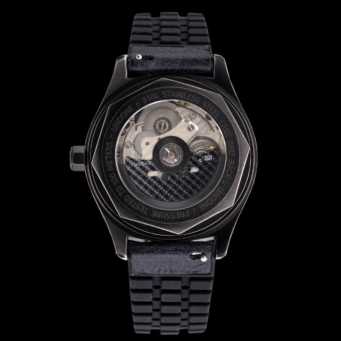 Undone Basecamp Automatic Steel PVD Black Leather Date Vintage Men’s Watch