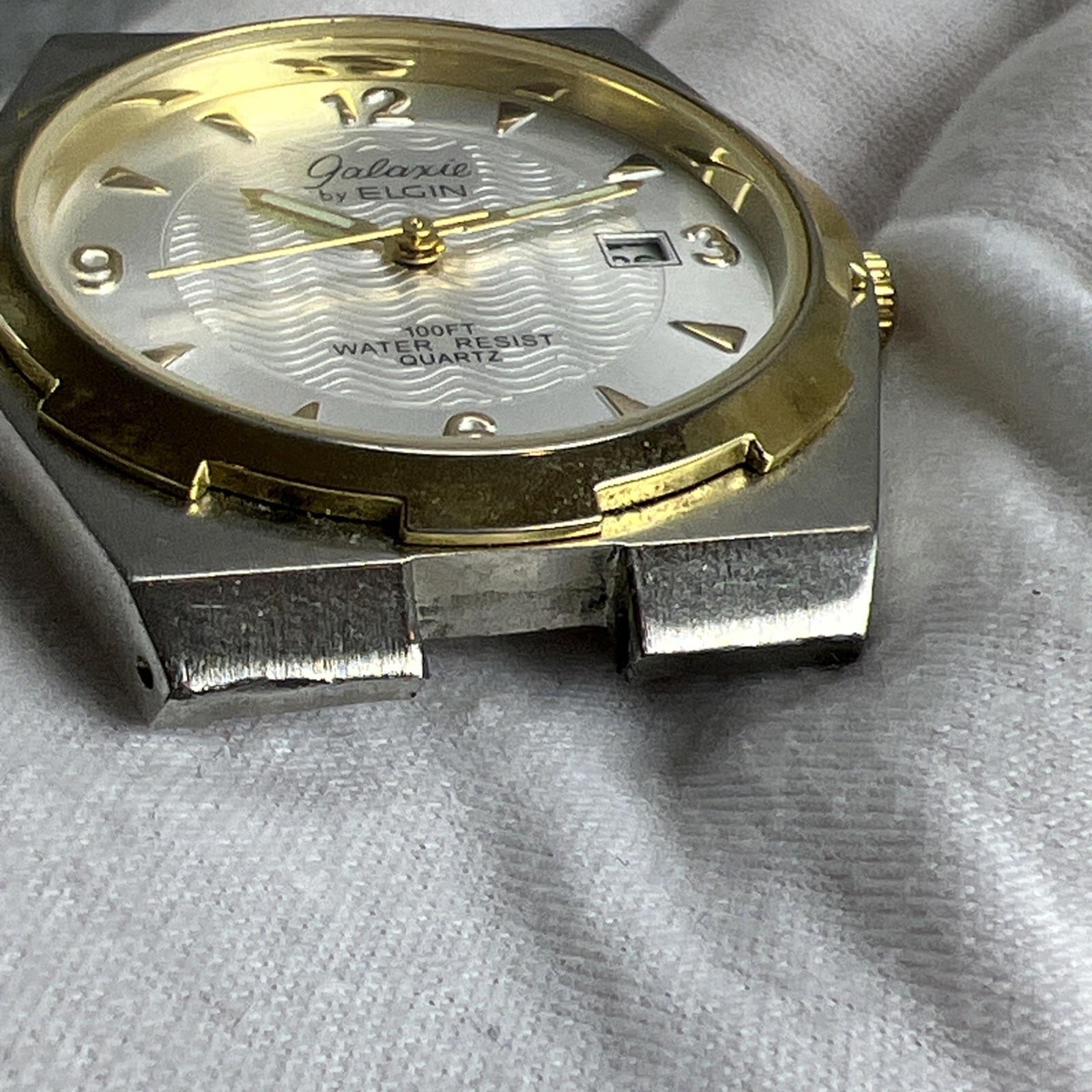 Vintage Galaxie by Elgin Watch Gold/Silver Tone Works NEEDS BATTERY – NO BAND