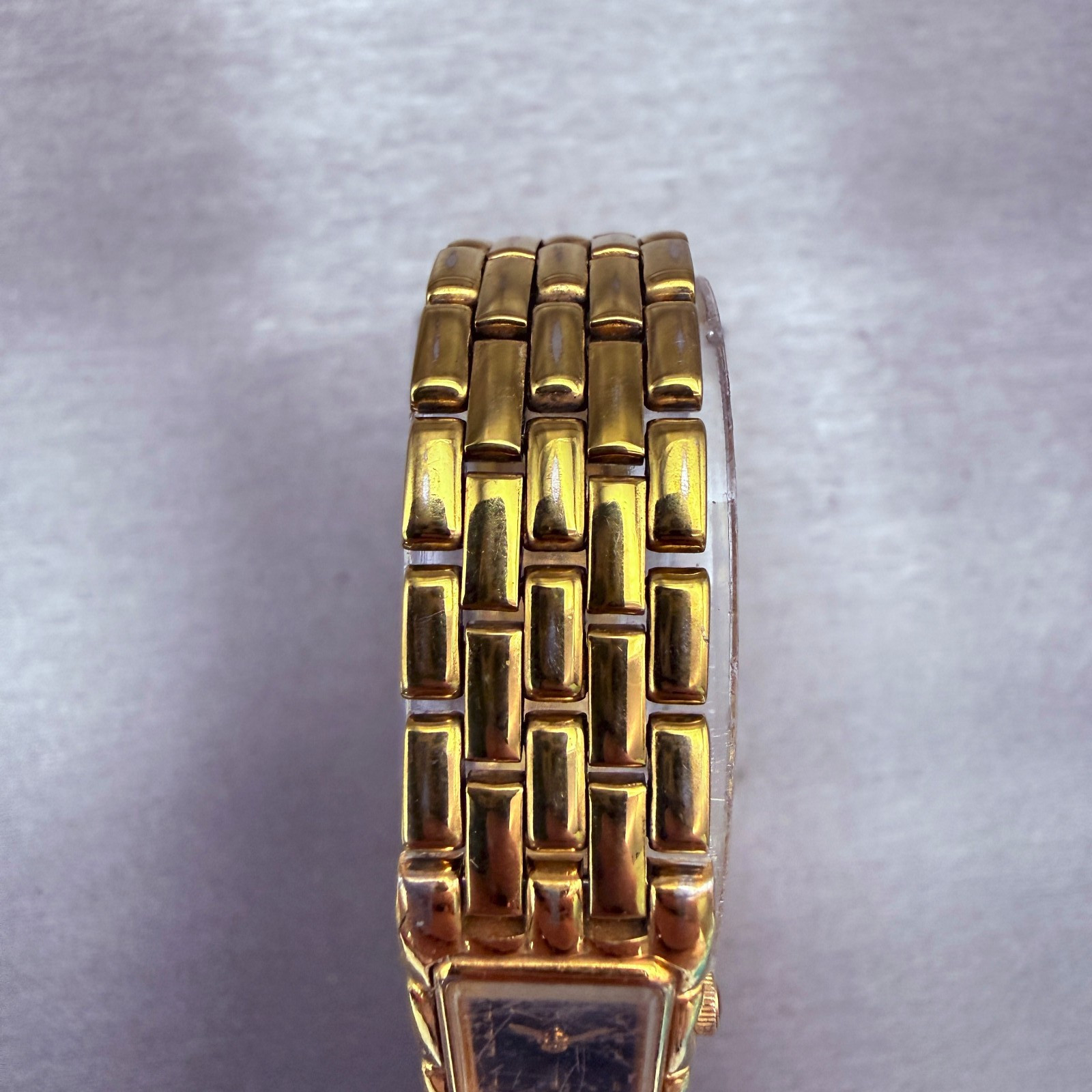 Citizen Elegance CQ Tank Watch Women 14mm Black Dial Gold Tone 2250-S04972 VTG