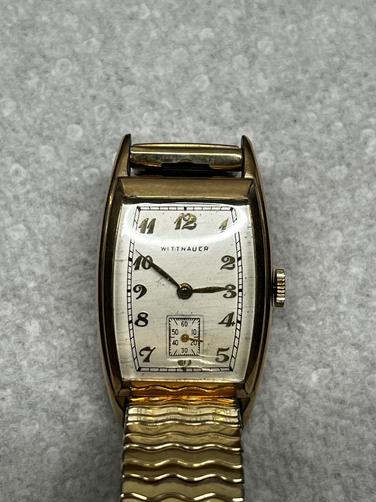 Vintage Wittnauer Rectangular Watch Face 10K Rolled Gold Plate WORKING 1940 ABT