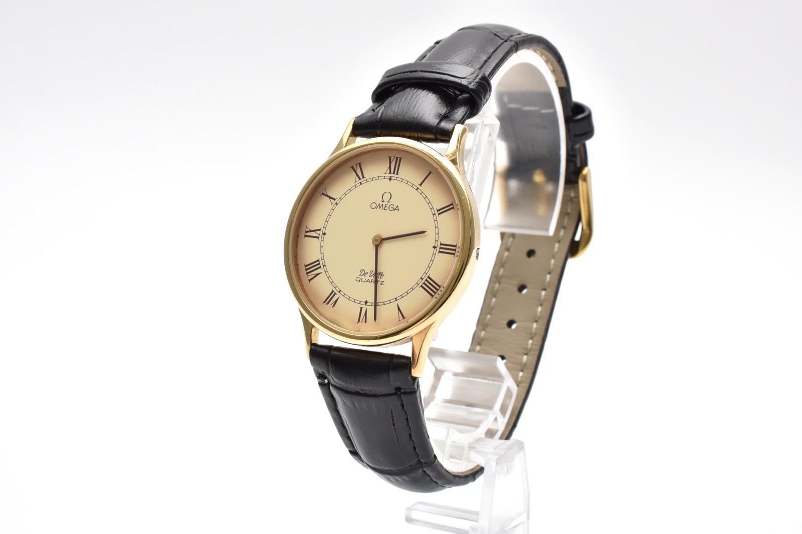 *EXC+5* Vintage OMEGA De Ville Cal.1365 Quartz Cream Roman Dial Mens Watch JAPAN
