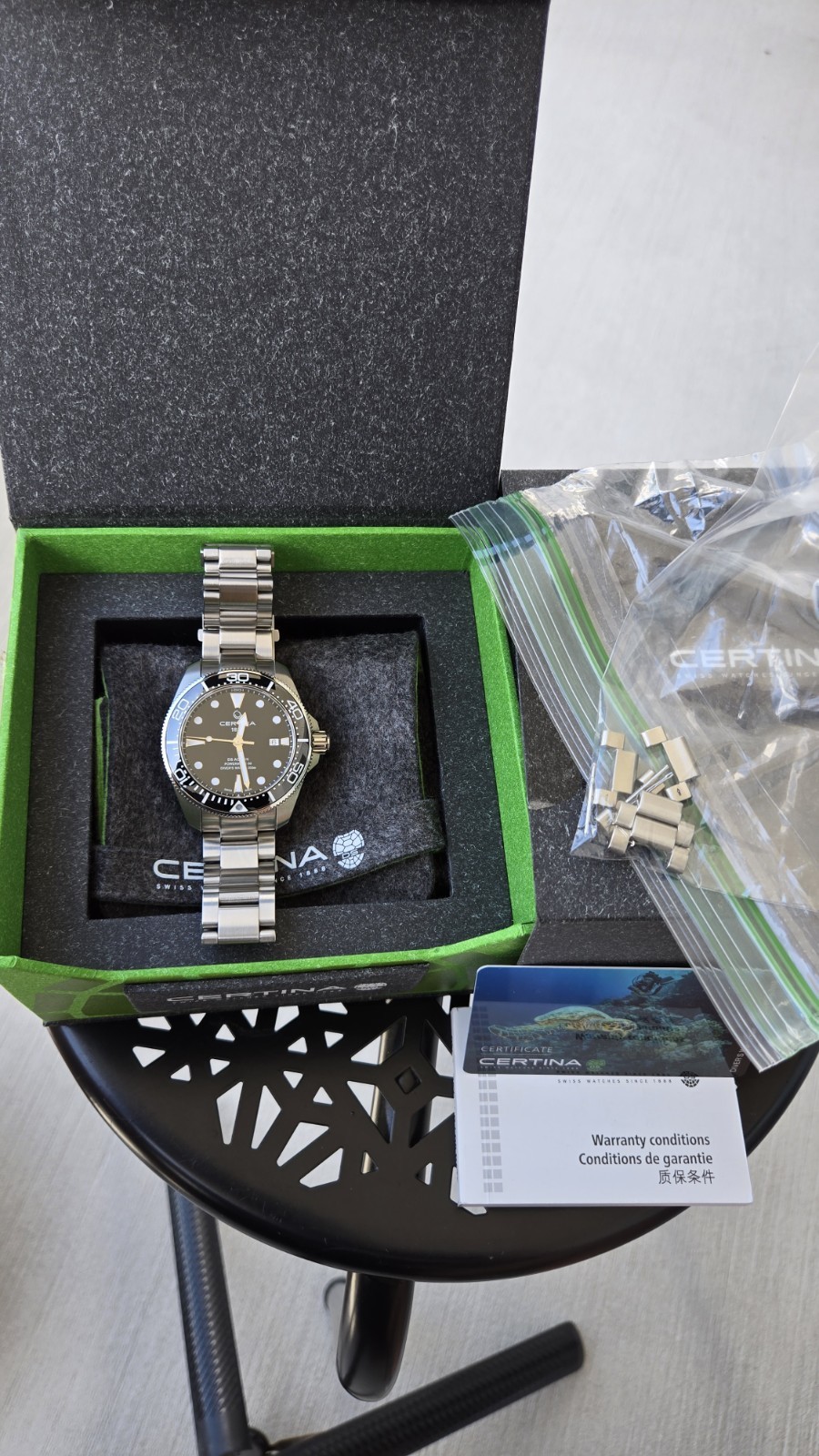 Certina DS Action Powermatic 80 Automatic 43mm Black Dial 300m Date Box