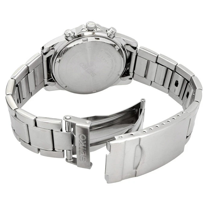 Brand SEIKO Chronograph SND367PC Black Silver Men’s Watch New in Box From Japan