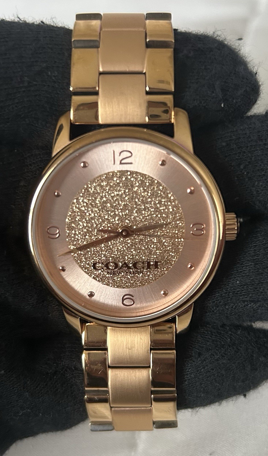 Coach Rose Gold Tone Women’s Watch Rose Gold Glitter Dial w/ Box Extra Links
