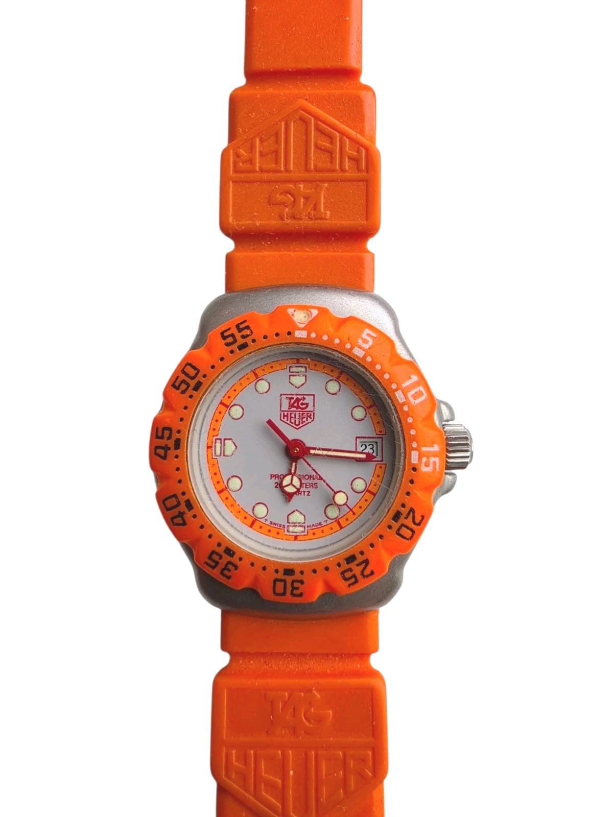 Vintage TAG HEUER Formula 1 Orange 373.508 Quartz Women’s Watch 1980s JAPAN Read