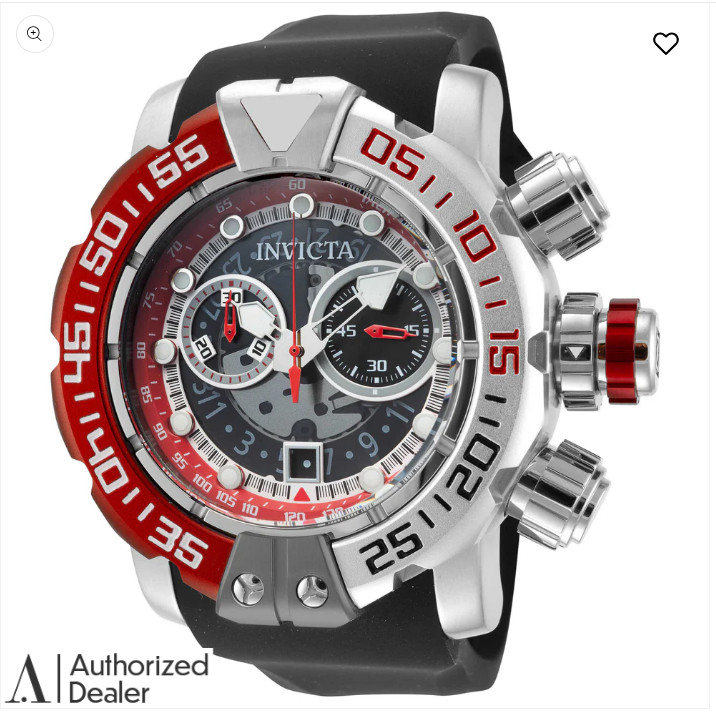 Invicta Mens 57mm SEA HUNTER Chronograph Quartz Red/Black/Silver Tone 100m Watch