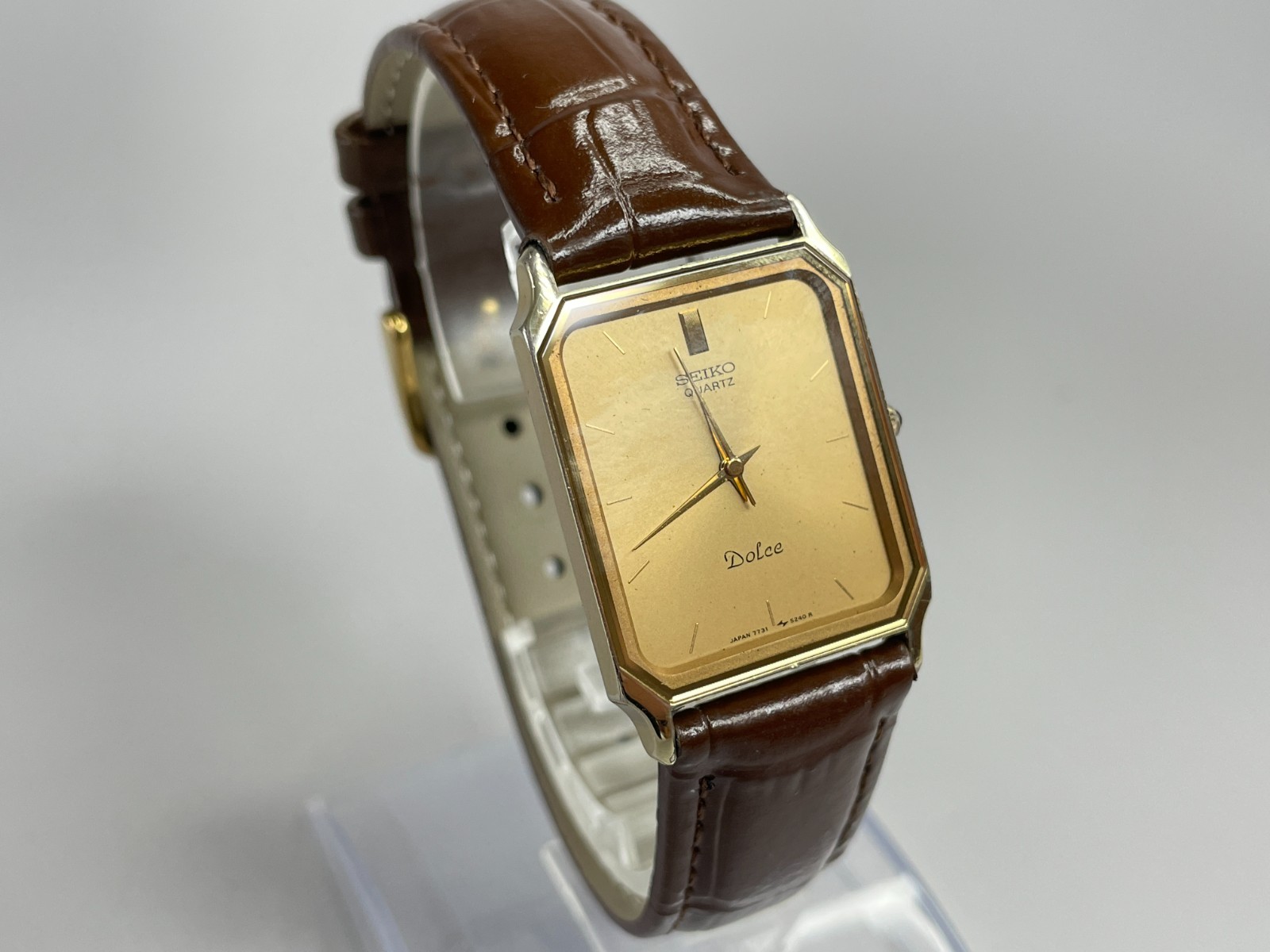 SEIKO Dolce 7731-5210 Vintage 1985 [US Stock] Quartz Gold Mens Watch JP *N.MINT